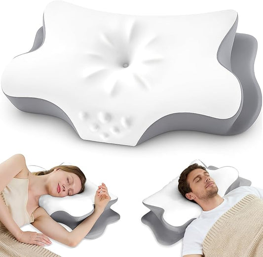 Cervical Neck Pillow for Pain Relief – Ergonomic Memory Foam Pillow for Side Sleeper Contour Orthopedic Bed Pillow for Nec...