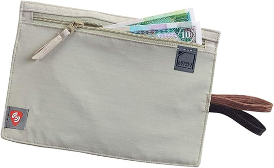 Lewis N. Clark RFID Blocking Money Belt Travel Pouch + Credit Card, ID, Passport Holder for Women & Men, Tan, One Size