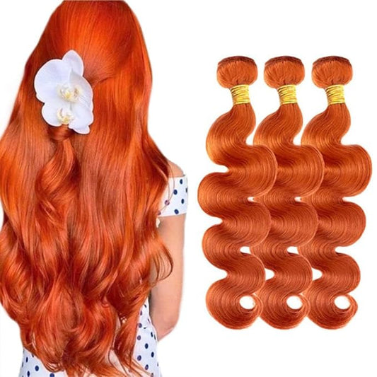#350 Ginger Orange Bundles Human Hair Body Wave Bundles 20 22 24 Inch Unprocessed Brazilian Virgin Orange Remy Hair 3 Bund...