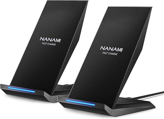 Fast Wireless Charger, [2 Pack] NANAMI Qi Certified Wireless Charging Stand Compatible iPhone 17/17 Air/17 Pro/17 Pro Max/...