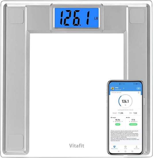 Vitafit 550lb Digital Bathroom Scale for Body Weight and BMI Via Smart APP, High Accuracy Assured by Weighing Professional...