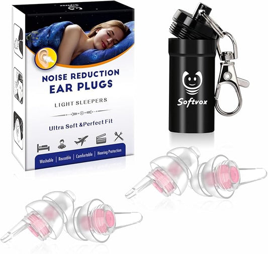 Softvox Small Ear Plugs for Sleeping, 2 Pairs Reusable Comfy Earplugs for Adults Kids 12+, Noise Reduction Earbuds for Sle...