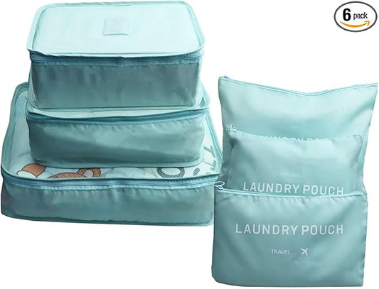 Gbateri 6 Pack Packing Cubes Compression - Travel Cubes for Carry on Suitcases - Travel Storage Bags, Luggage Organizer wi...