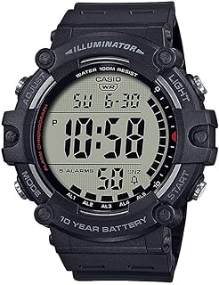 Casio Illuminator AE1500WH Series | 10-Year Battery | LED Backlight | 5-Alarms | 1/100 Sec Stopwatch | Men's Digital Watch