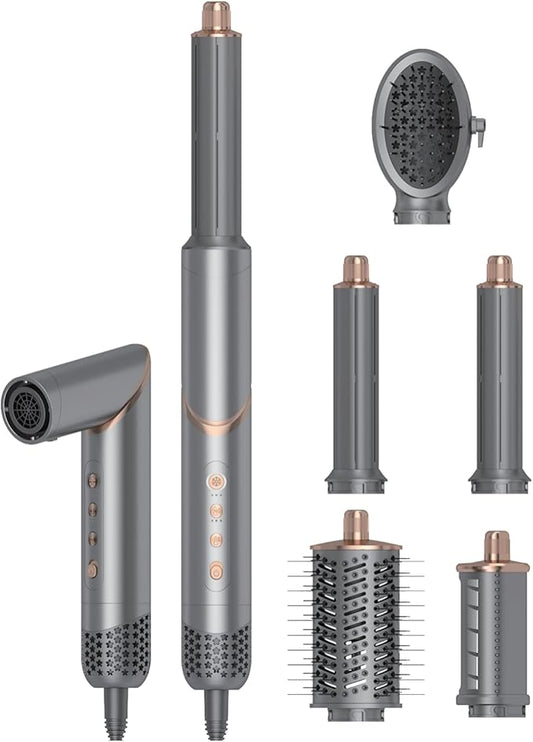 5 in 1 Hair Styler & Air Dryer Brush Curler, High-Speed Negative Ionic Foldable Hair Dryer Fast Drying, Multi Professional...