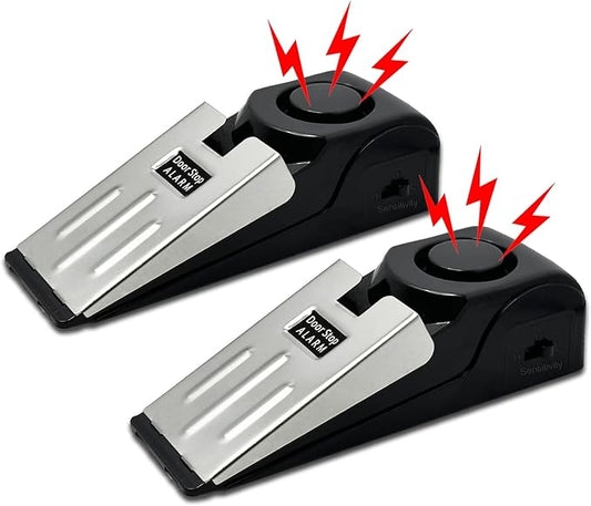 HNHMT 2 Pack Portable Door Stop Alarm, Door Stopper with 120db Loud Security Alarm, Travel Door, Doorstops Wedge Sensors S...