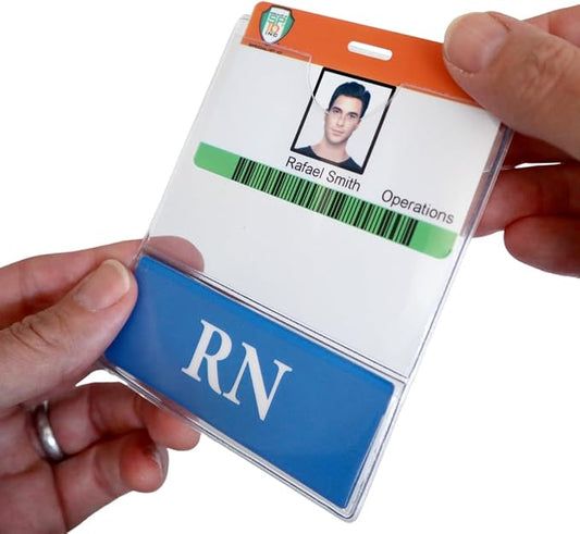 RN BadgeBottom Horizontal RN Badge Buddy & RN Badge Holder Combo - Heavy Duty 2 in 1 Badge Bottom I’D Nursing Accessories...