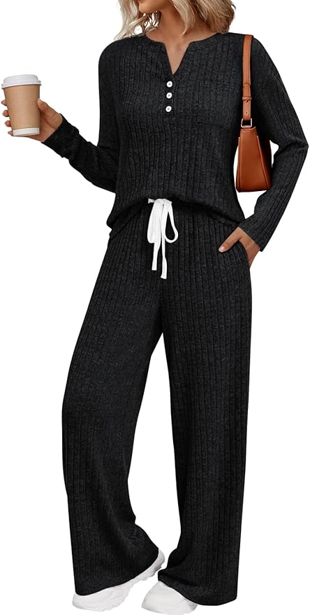 LILLUSORY Womens 2 Piece Lounge Sets Matching Airport Travel Outfits 2026 Spring Clothing Fall Pajamas Sweat Suits Pockets