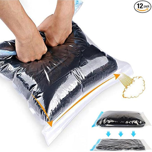 ALMING Compression Bags - Travel Essentials 12 Pack Space Saver No Vacuum or Pump Needed Storage Accessorie and Home Packi...