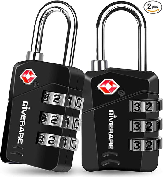 2 Pack TSA Approved Travel Luggage Locks, Metal Combination Lock, Alloy Keyless 3-Digit Padlocks, TSA Accepted Compatible ...