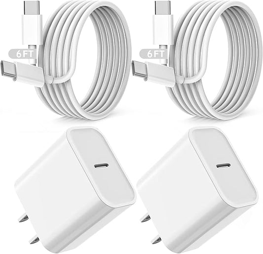 Fast iPad Charger,iPad Charger Fast Charging 2Pack Wall Chargers Plug Adapter Type C USB C to C Cable Cord 6ft for iPad Pr...