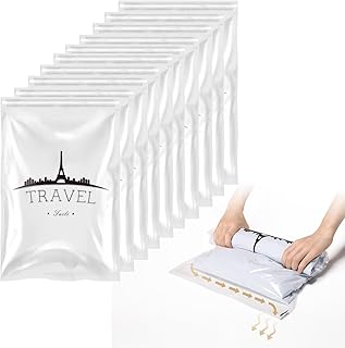 TAILI 10 Pack Travel Compression Bags, Roll Up Space Saver Bags (23.6x15.7 inch), Hand Roll Packing for Luggage, Suitcase,...