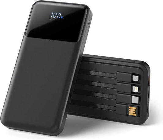 ZUOGGPET Portable Charger with Built in Cables, Power Bank with Cords Wires, Slim 10000mAh Travel Battery Pack 6 Outputs 3...