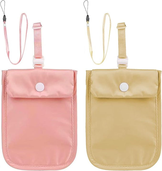 Wallet, RFID Washable Hidden Bra Wallet-2PCS Adjustable, Credit Cards & Money & Valuables with Adjustable Elastic Neck Str...