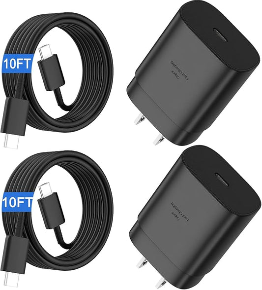 USB C Fast Charger,25W Android Phone Charger for Samsung Super Fast Charger Type C Charger Cord & 10 Ft USB C Cable Fast C...