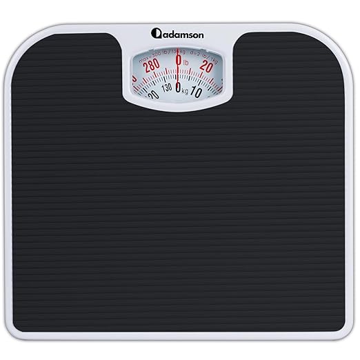Adamson A21 Analog Scales for Body Weight - Up to 300 LB - New - Anti-Skid Rubber Surface + Large Numbers - Analog Bathroo...