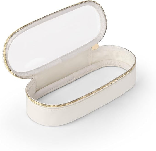 Soimeat Clear Travel Makeup Brush Holder, Leather Makeup Brush Toiletry Bag, Portable Cosmetic Brush Case, Transparent Wat...