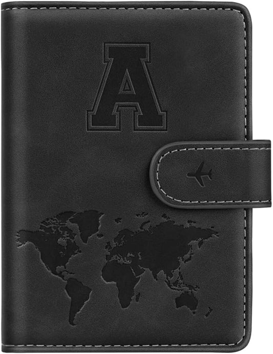 Initial A Passport Holder Cover Personalized Letter A-Z Travel Wallet RFID Blocking Passport Cover Credit Card Holder Case...