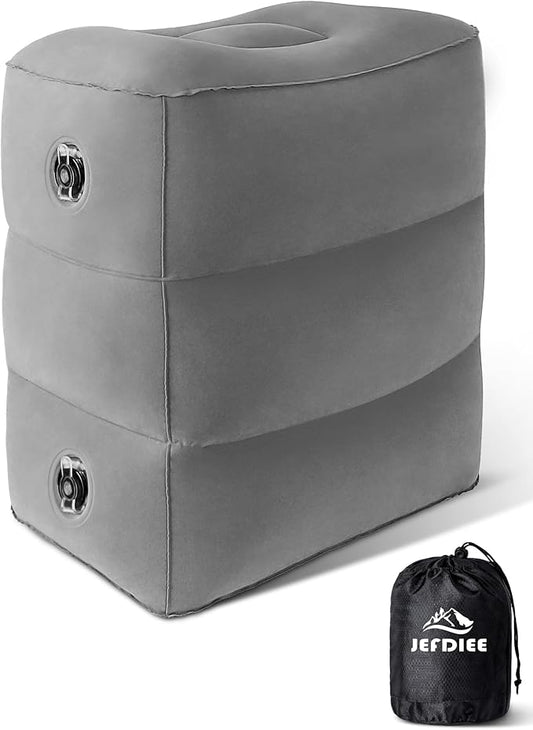 JefDiee Inflatable Foot Rest Pillow, Kids Airplane Bed, Adjustable 3 Layers Height Leg Rest Pillow, Airplane Travel Essent...