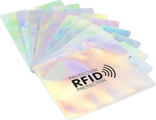 PATIKIL RFID Blocking Passport Sleeves with Pattern, 10 Pack Anti-Theft Identity Protector for NFC Wallet Travel, Laser