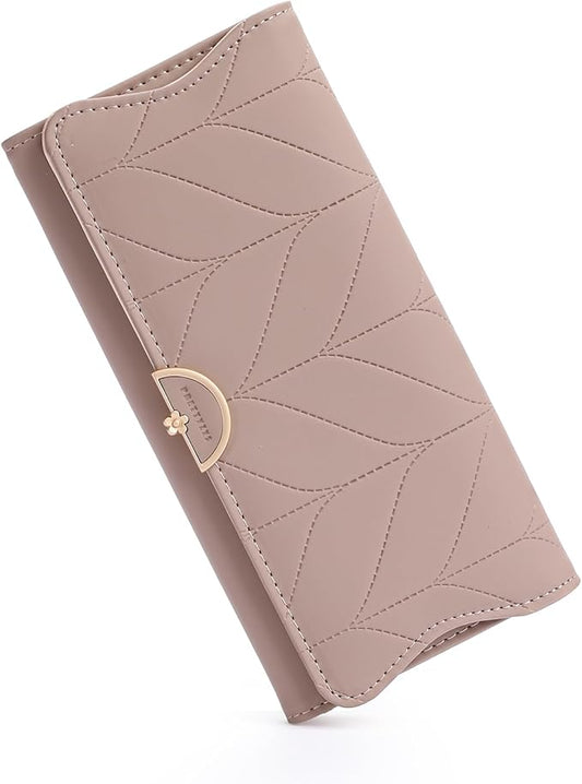 RNIEGA Leather Wallet for Women Trifold Womens' RFID Blocking Wallet Card Holder Purse Clutch with Zipper Coin Pocket,Soyb...