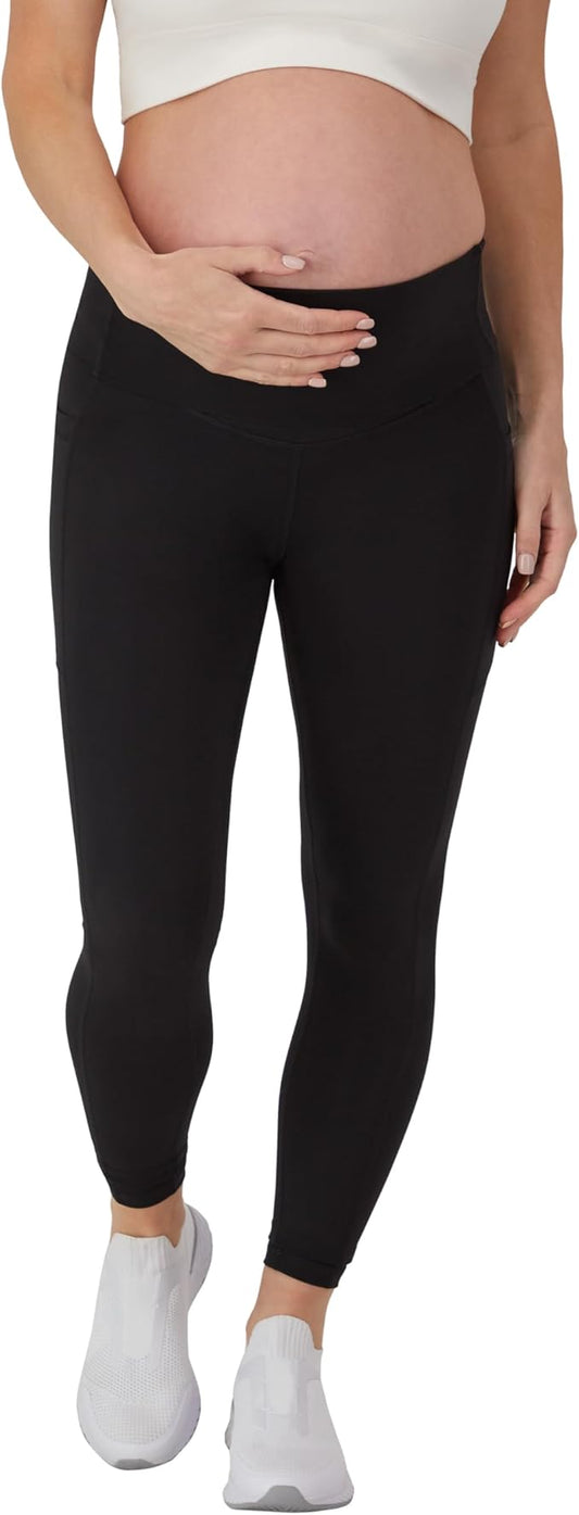 Hanes Womens Maternity 7/8 Leggings, Stretch & Recover Pregnancy Leggings with Foldable Waistband, 25” Inseam
