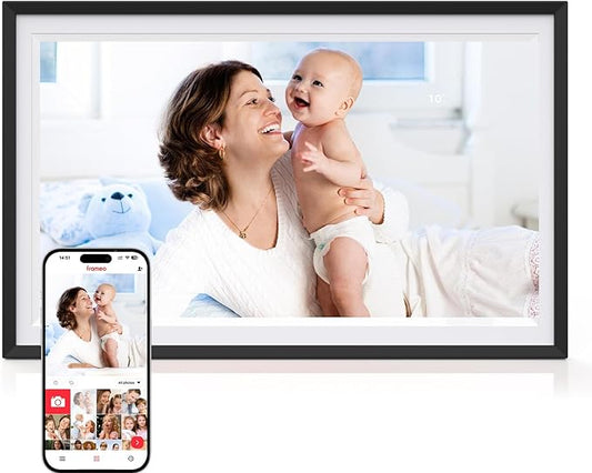 Digital Picture Frame,15.6 Inch Large Frameo Digital Photo Frame WiFi, 32GB,1920 * 1080 IPS HD Touch Screen,Tabletop&Wall-...