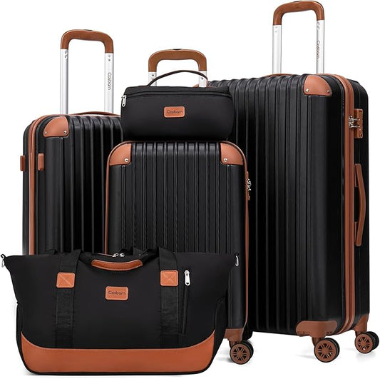 Cosbarn Luggage Sets 5 Piece Suitcases with Wheels, Suitcase Set ABS Hard Case Luggage with TSA Lock Spinner Wheels Durabl...