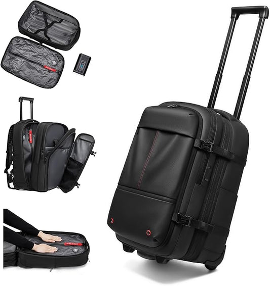 Baiwange Vacuum Rolling Backpack Travel-Compression Backpacks with Wheels,Air Pump,Usb,Tsa Lock,Rolling Backpack Luggage