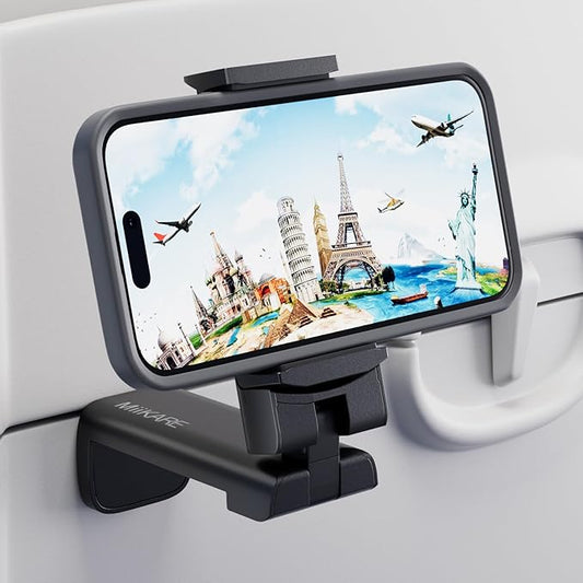 MiiKARE Airplane Travel Essentials Phone Holder, Universal Handsfree Phone Mount for Flying with 360 Degree Rotation, Acce...