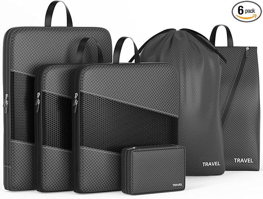 Compression Packing Cubes for Suitcases, UNTIFUL 6 Set Travel Organizer Cubes for Travel Essentials