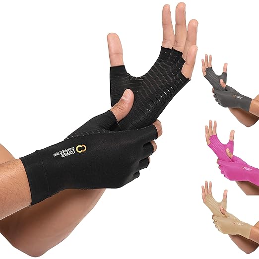 Copper Compression Arthritis Gloves | Fingerless Arthritis Carpal Tunnel Pain Relief Gloves For Men & Women | Hand Support...