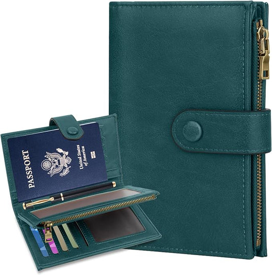 BKNOOU Passport Holder for Women and Man, Compact Travel Passport Wallet Rfid Blocking Passport Holder PU Leather Travel W...