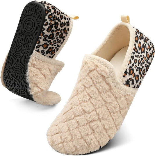 Spesoul Slippers for Women Men Furry Indoor House Shoes Soft Rubber Sole Slipper Socks Slip On House Slippers for Bedroom ...