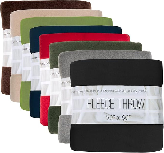(24 Pack) Bulk Fleece Fall Throw Blankets 50x60 for Wedding Favors, Homeless Women, Men, Homes, Bed, Sofa, Couch, Office, ...