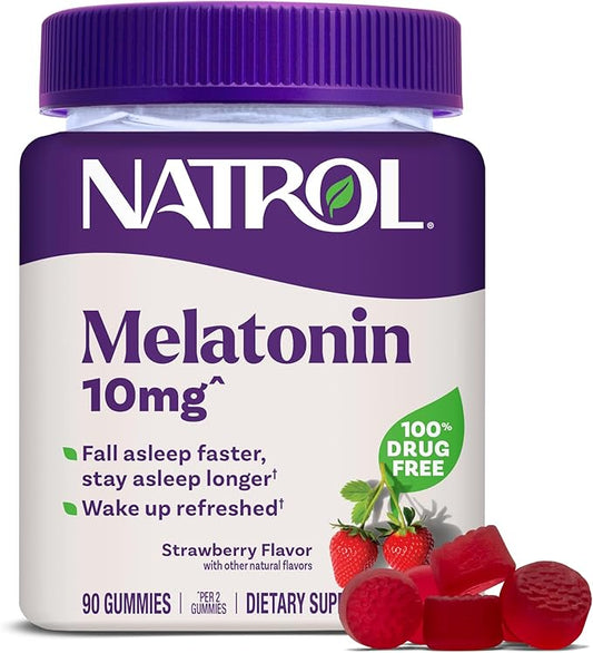 Natrol 10 mg Melatonin Gummies, Sleep Support for Adults, Melatonin Supplements for Sleeping, 90 Strawberry-Flavored Gummi...
