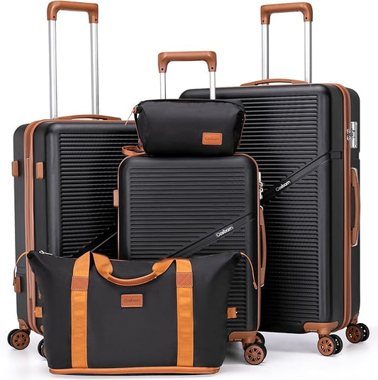 Cosbarn Luggage Sets 5 Piece Suitcases with Wheels, Suitcase Set ABS Hard Case Luggage with TSA Lock Spinner Wheels Durabl...