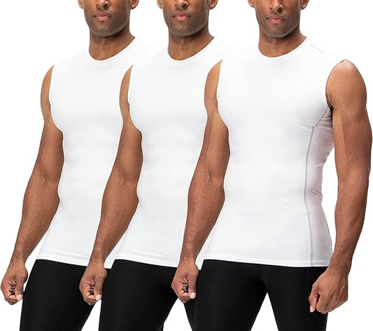 DEVOPS 3 Pack Men's Athletic Compression Shirts Sleeveless