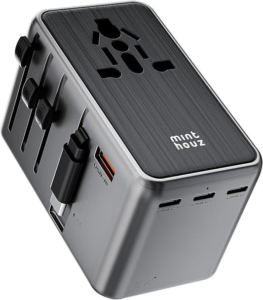 Minthouz Universal Travel Adapter, International 35W Power Adapter GaN Fast Charger with 3 USB-C PD & Cable & 1 USB-A Port...