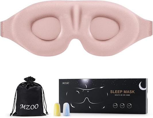 MZOO Luxury Sleep Eye Mask for Side Sleeper Men Women, Zero Eye Pressure 3D Sleeping Mask, Light Blocking Patented Design ...