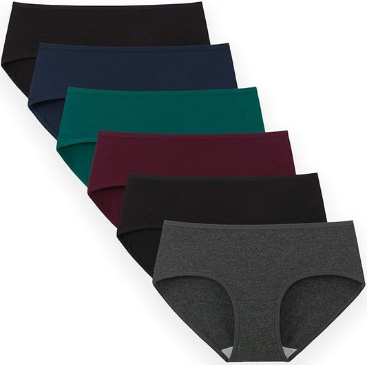 INNERSY Womens Underwear Cotton Hipster Panties Regular & Plus Size 6-Pack