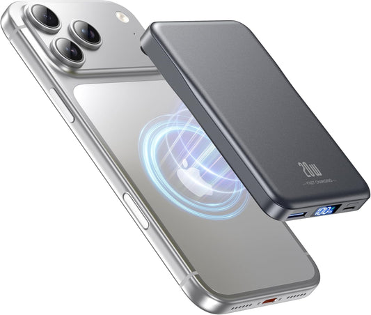Magnetic Portable Charger, 10000mAh Power Bank, 20W Fast Charging for Magsafe Battery Pack, Travel Essential Wireless Charger Compatible with iPhone 17/16/15/14/13/12 Pro/Max/Air/Plus Series, Samsung