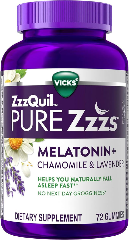 ZzzQuil PURE Zzzs Melatonin Gummies, Sleep Aid, Melatonin 2mg, with Chamomile & Lavender, Melatonin Sleep Gummies, Sleep A...