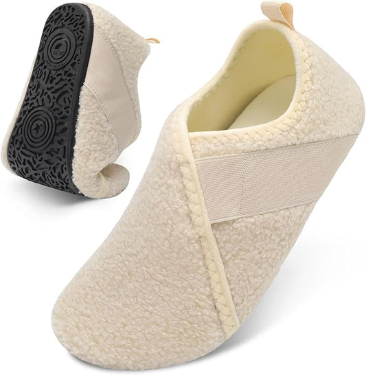 Besroad House Slippers for Women Men Comfy Barefoot Slippers Sock Furry Slip On House Shoes with Soft Rubber Sole for Bedr...