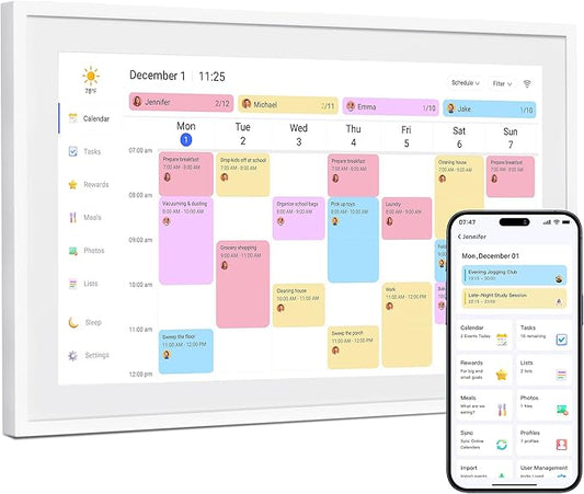 Dragon Touch 15.6 inch Digital Calendar Chore Chart – Interactive Touchscreen, Smart Family Planner, Digital Picture Frame...