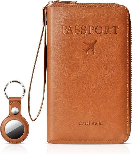 Passport Holder with External Smart Tracker Slot – Waterproof Travel Wallet with Zipper for Men & Women, Slim Passport Cov...