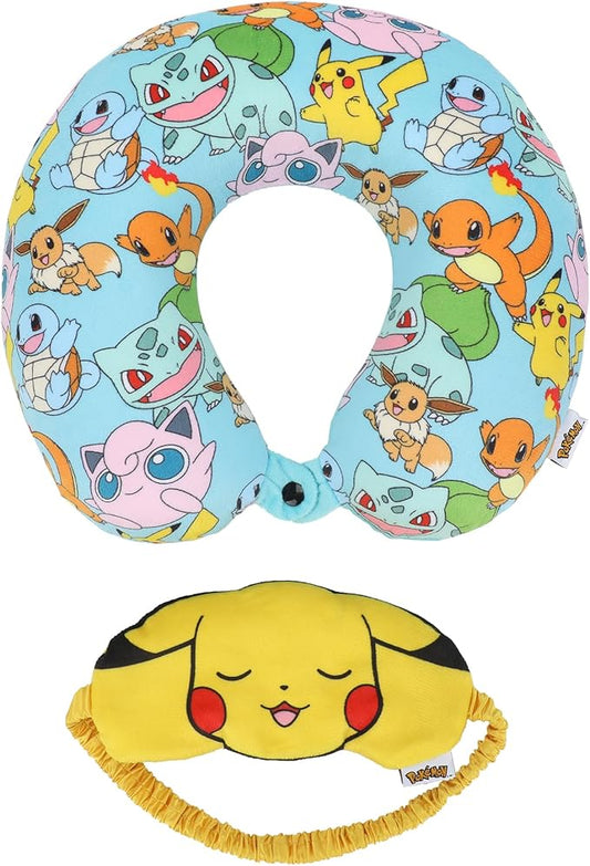 Bioworld Pokemon Pikachu 2-Piece Eye Mask & Neck Pillow Travel Set