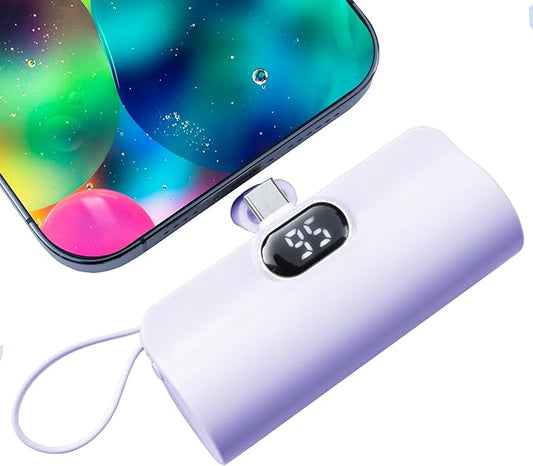 Mini Power Bank 5500mAh Portable Power Bank,Dual USB-C Ports Cell Phone Power Charger, LCD LED Display Battery Compatible ...