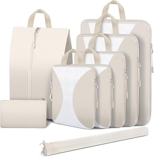 8 Set Compression Packing Cubes for Travel, Packing Cubes Compression Travel Accessories Expandable Packing Organizers for...