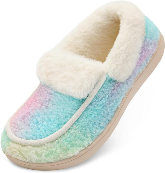 BARERUN Womens Slippers Fuzzy Collar Slipper Boots for Women Wide Toe House Shoes Moccasin Camping Travel Slippers with Ha...